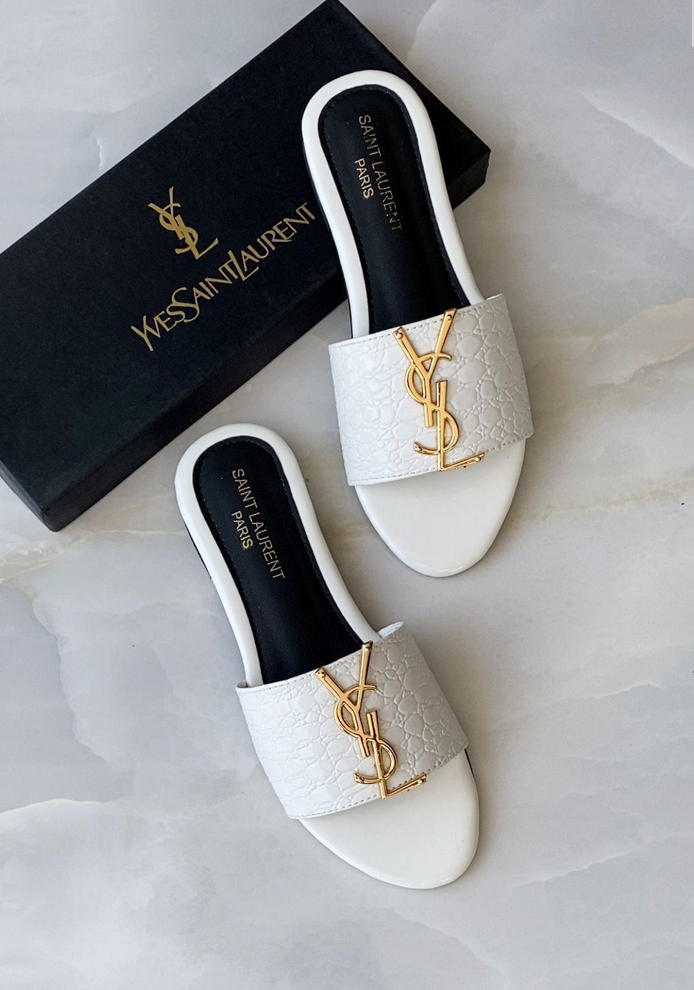 YSL SLIDES (WHITE)