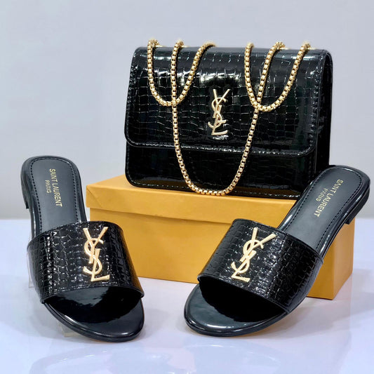 YSL SLIDES AND BAG COMBO