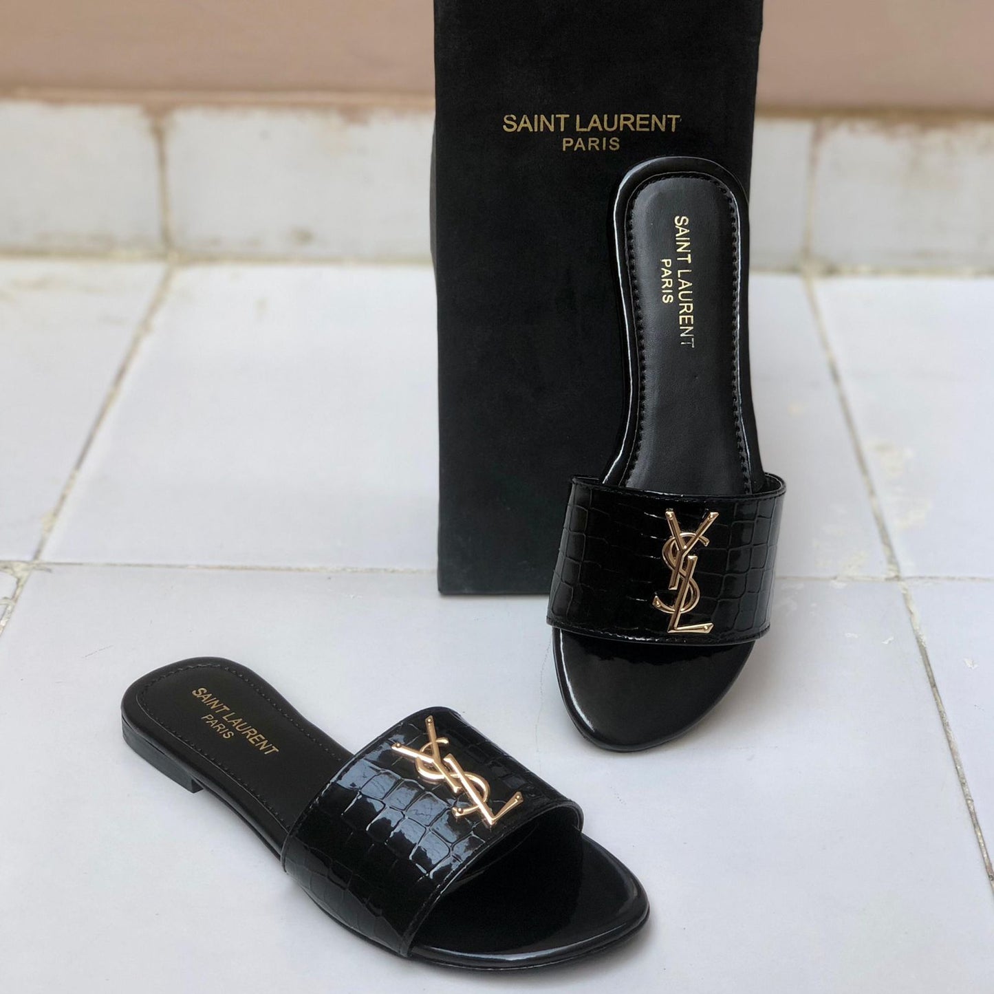 YSL SLIDES AND BAG COMBO